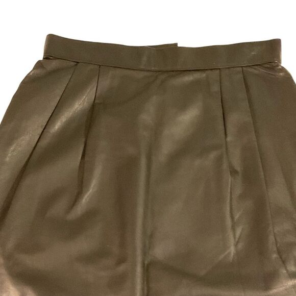 VTG C. Marie Leathers Black Leather Pleated Midi Skirt Size 10 - Picture 4 of 13